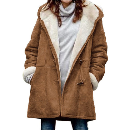 Kiara Manteau Femme en Daim – Élégant Manteau à Capuche Chaud et Confortable pour l’Hiver