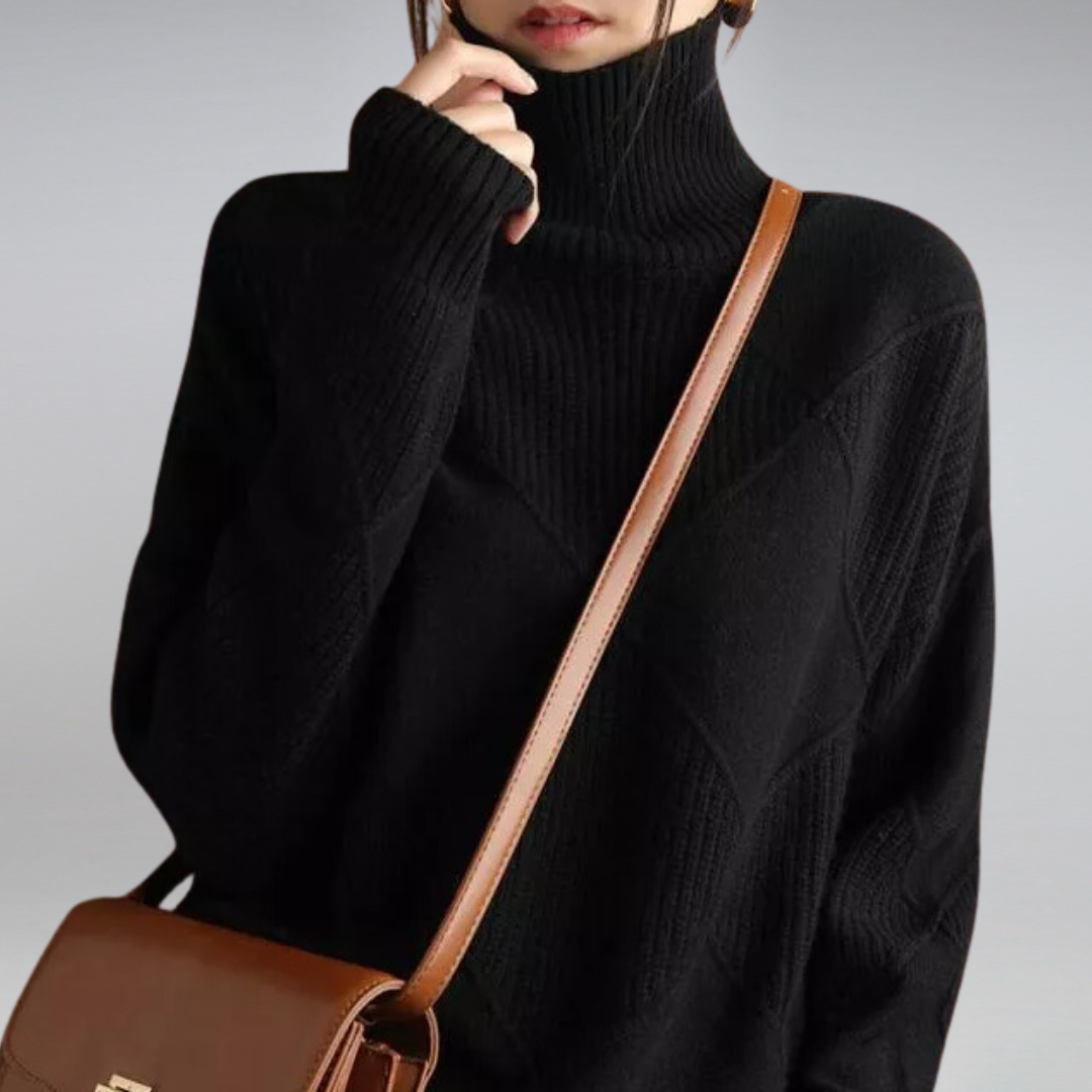 Penelope Pull Femme – Pull en Cachemire à Col Roulé Élégant & Doux pour Confort Hivernal