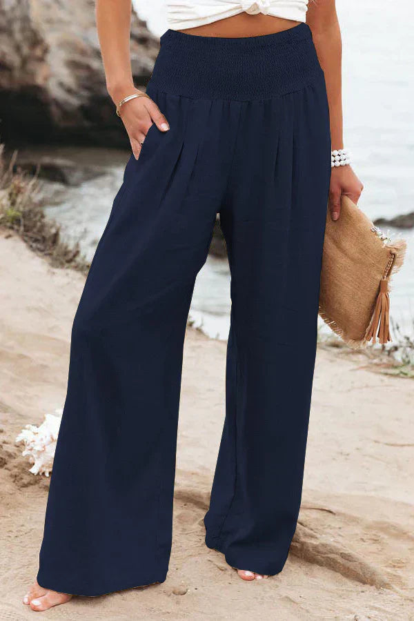 Alivia Pantalon Palazzo Femme – Taille Haute, Coupe Large Légère & Élégante pour l’Été