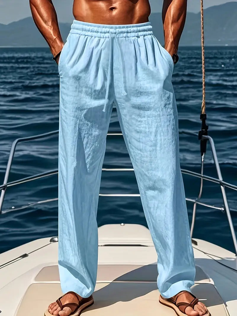 Ethan Men's Pants – Breathable Wide-Leg Linen Pants with Loose Fit & Elegant Summer Style