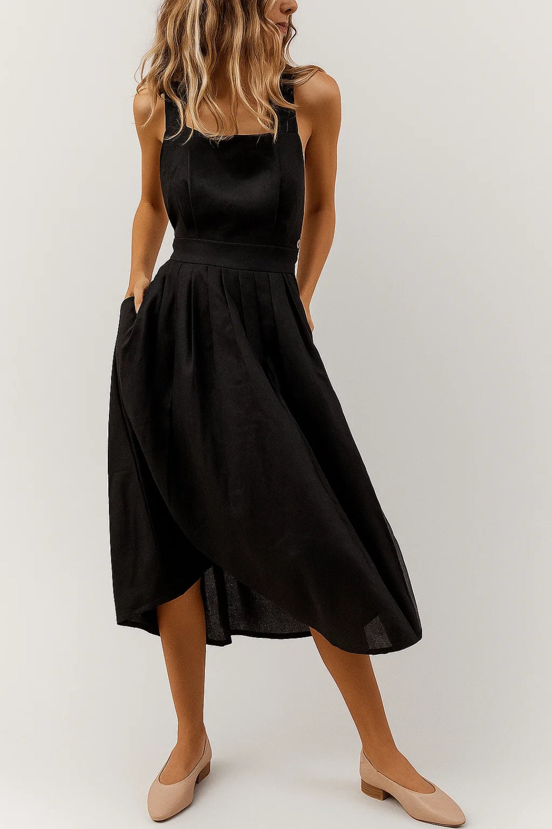 Chana Robe en Lin – Élégante Robe à Dos Nu en Lin Léger et Aérien