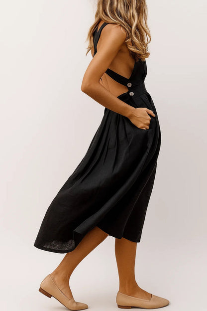 Chana Robe en Lin – Élégante Robe à Dos Nu en Lin Léger et Aérien