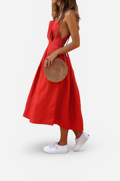 Chana Robe en Lin – Élégante Robe à Dos Nu en Lin Léger et Aérien