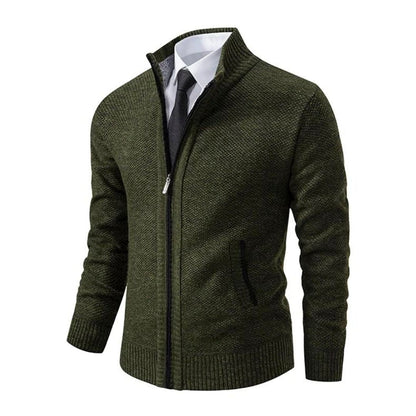 Adrian Men's Pullover – Black Knit Zip Style