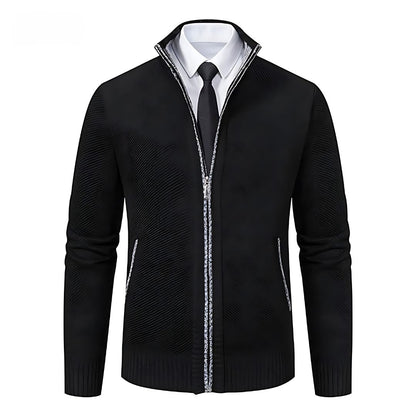 Adrian Men's Pullover – Black Knit Zip Style-black