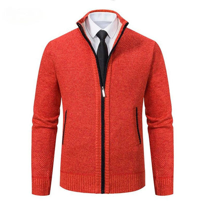Adrian Men's Pullover – Black Knit Zip Style-red