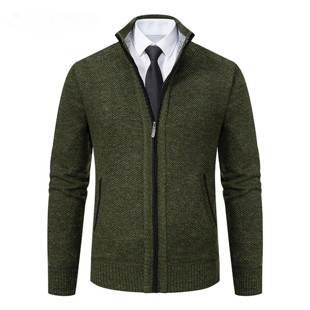 Adrian Men's Pullover – Black Knit Zip Style