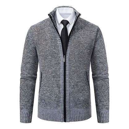 Adrian Men's Pullover – Black Knit Zip Style-gray