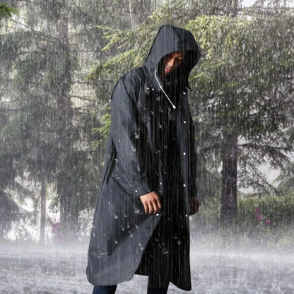 Adrien Men's Raincoat – Long Waterproof Breathable Coat with Adjustable Hood