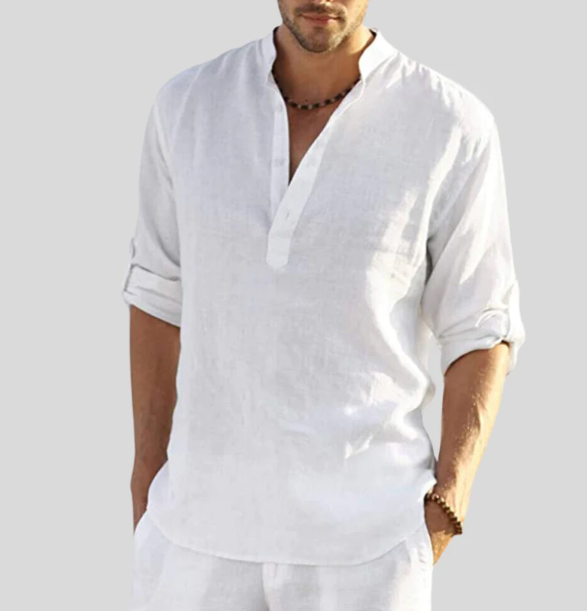 Ansel Breathable Linen Shirt-white