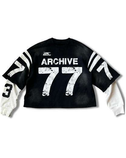 ARCHIVE #77 BLACK DOUBLE SLEEVED SHIRT