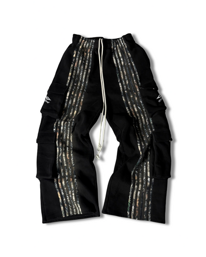 ARCHIVE HUNTER CARGO STRIPE SWEATPANTS CAMO - BLACK