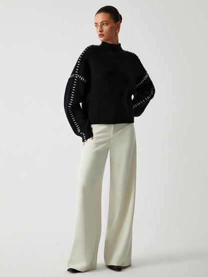 Kayla Pull Femme – Pull Oversize à Col Montant en Maille Douce Chic & Confortable