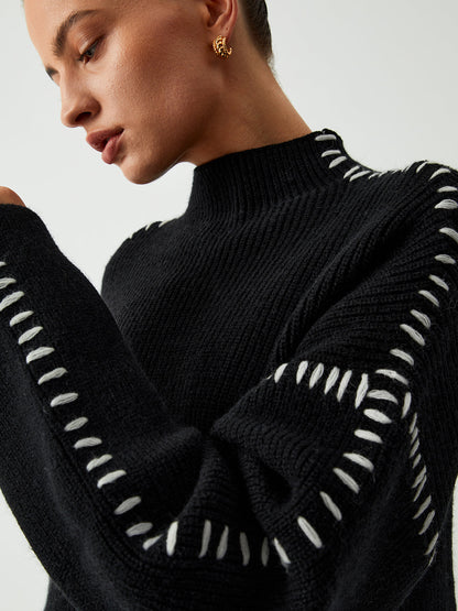Kayla Pull Femme – Pull Oversize à Col Montant en Maille Douce Chic & Confortable
