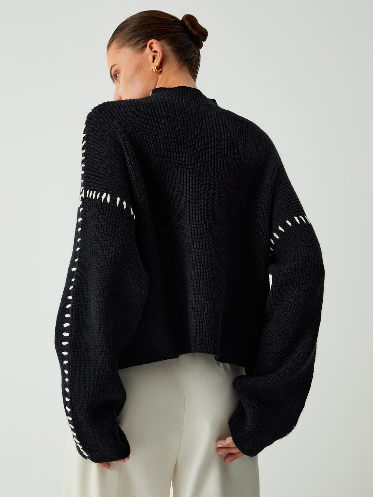 Kayla Pull Femme – Pull Oversize à Col Montant en Maille Douce Chic & Confortable