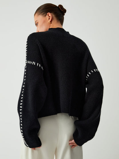 Kayla Pull Femme – Pull Oversize à Col Montant en Maille Douce Chic & Confortable