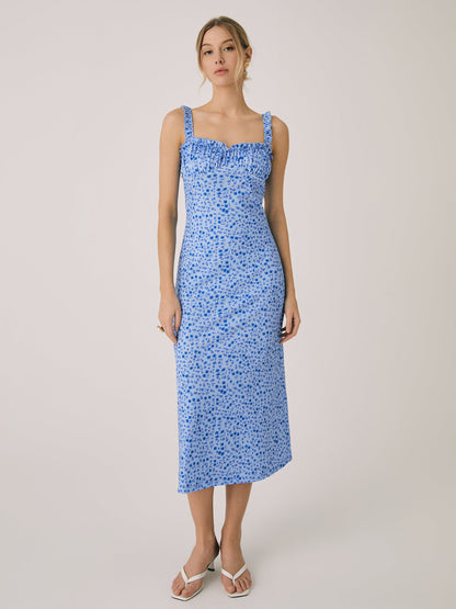 Robe Bohème Femme Chloe – Robe Midi de Vacances avec Imprimé Fleuri & Bretelles Cami