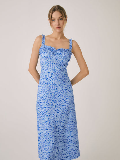 Robe Bohème Femme Chloe – Robe Midi de Vacances avec Imprimé Fleuri & Bretelles Cami