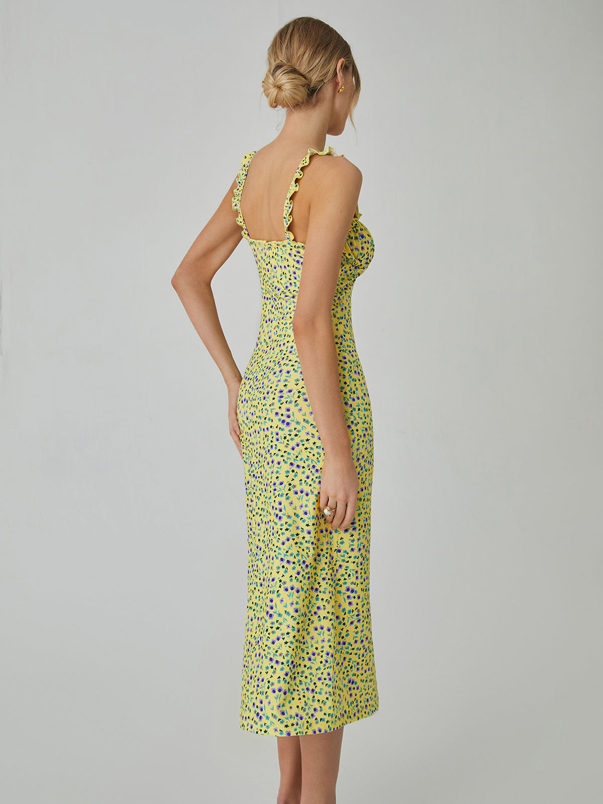 Robe Bohème Femme Chloe – Robe Midi de Vacances avec Imprimé Fleuri & Bretelles Cami