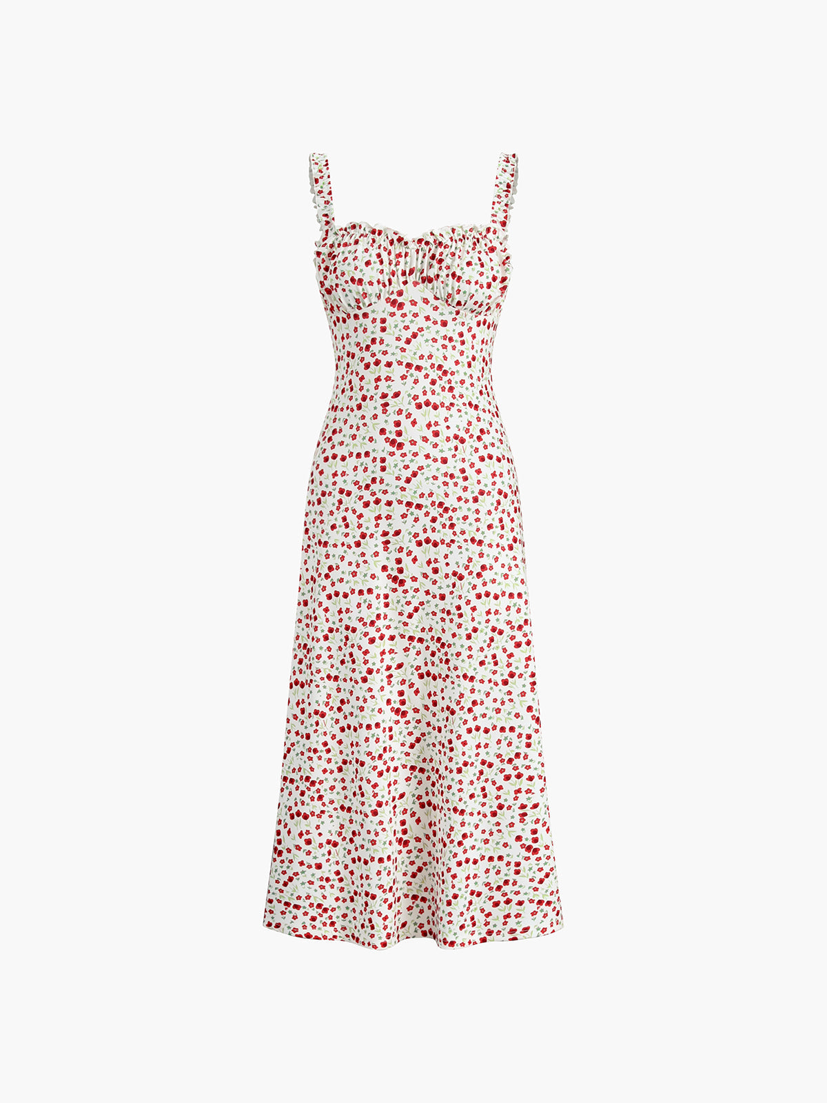 Robe Bohème Femme Chloe – Robe Midi de Vacances avec Imprimé Fleuri & Bretelles Cami