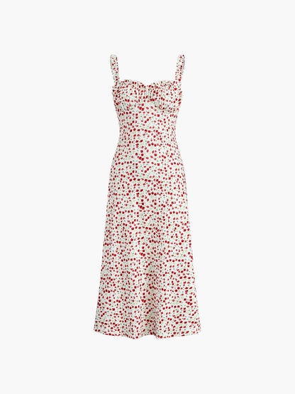 Robe Bohème Femme Chloe – Robe Midi de Vacances avec Imprimé Fleuri & Bretelles Cami