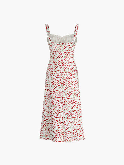 Robe Bohème Femme Chloe – Robe Midi de Vacances avec Imprimé Fleuri & Bretelles Cami