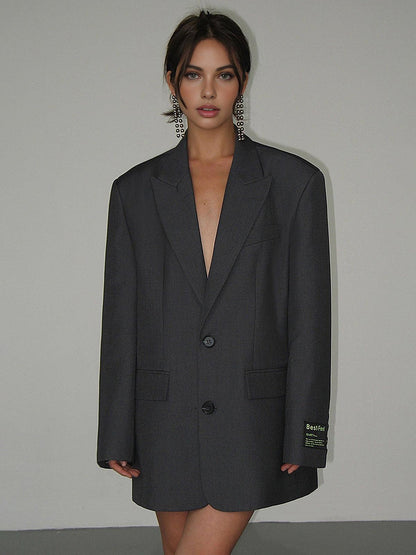 Lorène Blazer Femme – Blazer Oversize avec Revers Classiques & Coupe Élégante Intemporelle