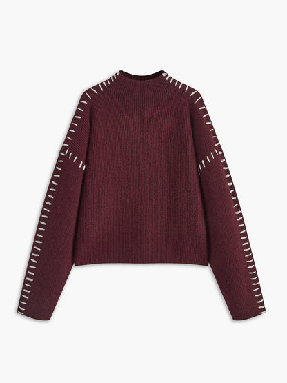 Kayla Pull Femme – Pull Oversize à Col Montant en Maille Douce Chic & Confortable