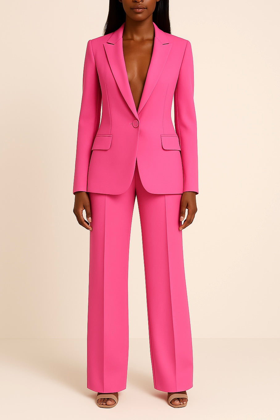 Lyla Ensemble Femme – Tailleur Pantalon Satiné Élégant à Coupe Ample & Style Moderne