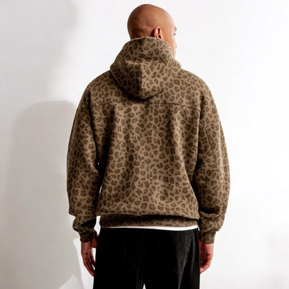 Andrew Men's Hooded Sweatshirt – Relaxed Fit & Modern Leopard Pattern