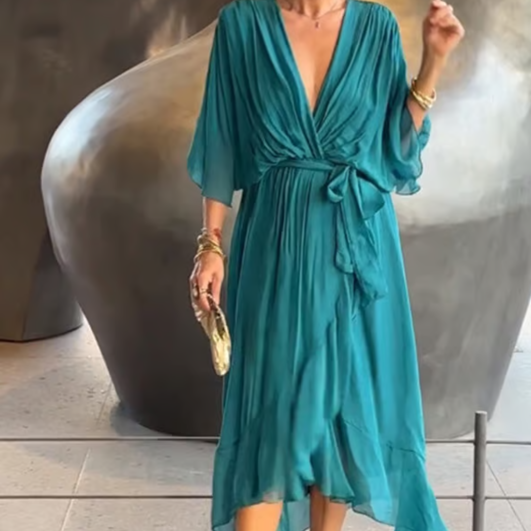 Robe Portefeuille Femme Aceline – Décolleté en V Profond et Ceinture à la Taille pour une Coupe Élégante et Flatteuse