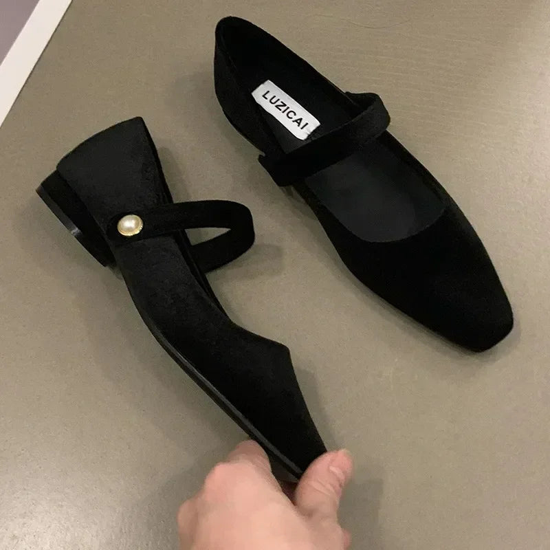 Amélie Ballerines Femme – Chaussures Élégantes à Bride Perle & Bout Pointu Chic
