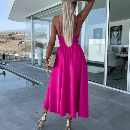 Bibiane Robe Midi Femme – Découpes Modernes, Fente Latérale & Jupe Fluide Légère