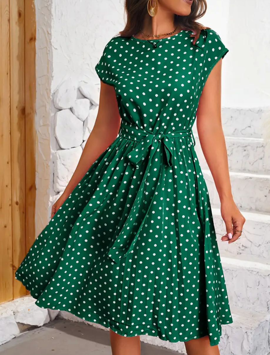 Robe d’Été Femme Thea – Robe Vintage à Pois avec Coupe Fluide & Élégance Intemporelle