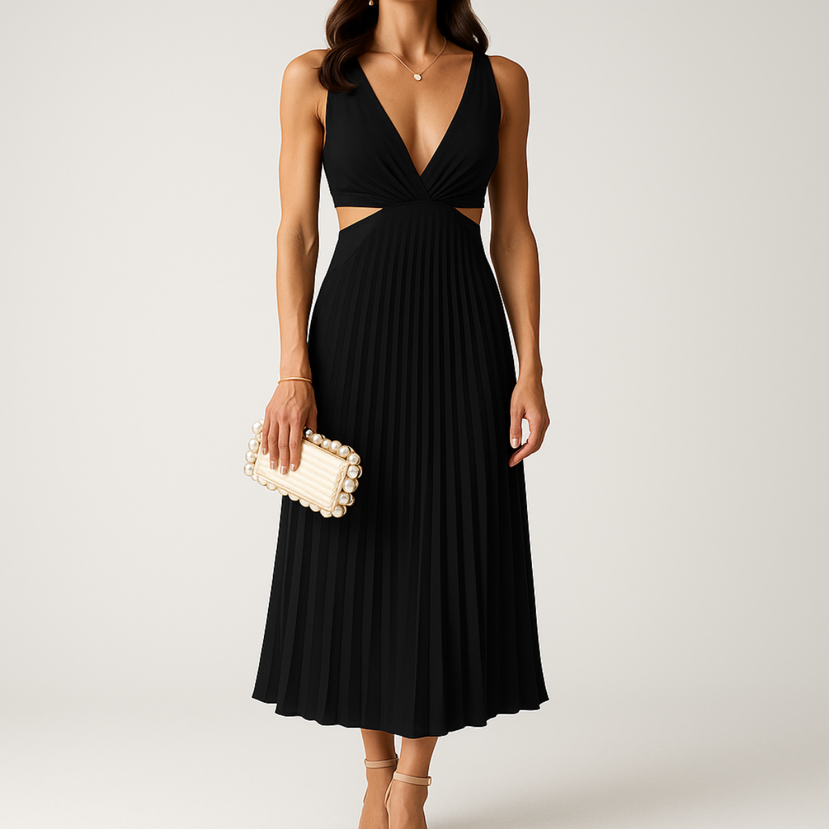 Shandee Robe Plissée – Satin Brillant, Coupe Fluide & Élégance Raffinée