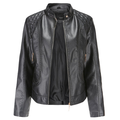 Janiyah Veste Femme en Cuir – Col Montant Chic, Fermetures Éclair & Style Moderne Élégant