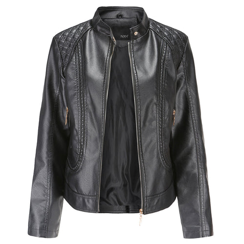 Janiyah Veste Femme en Cuir – Col Montant Chic, Fermetures Éclair & Style Moderne Élégant