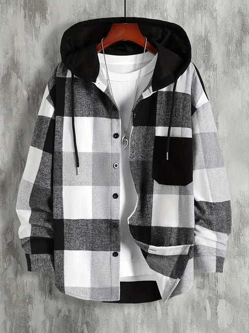 Mason Veste à Capuche Homme – Motif Carreaux Tendance & Coupe Décontractée Confortable