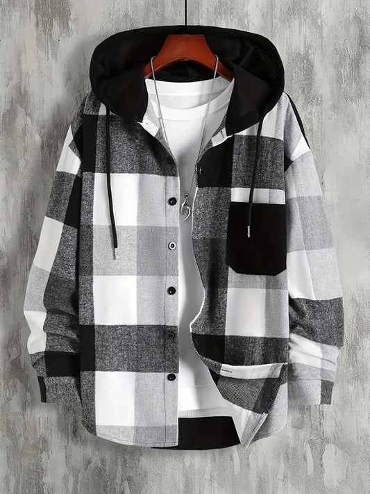 Mason Veste à Capuche Homme – Motif Carreaux Tendance & Coupe Décontractée Confortable