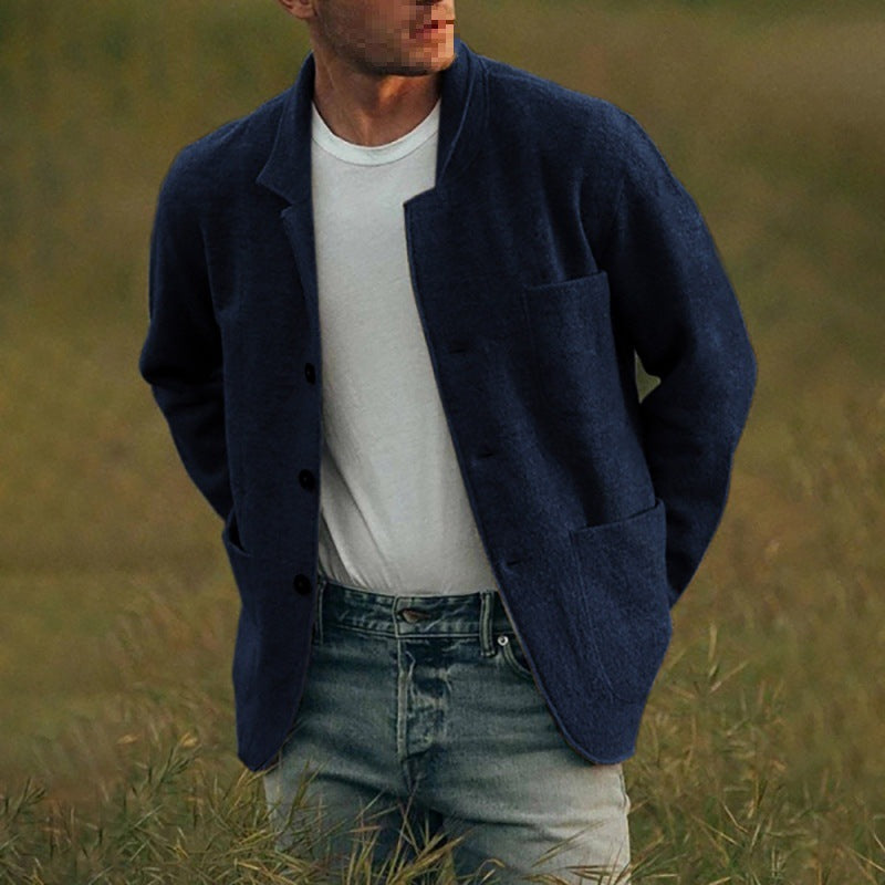 Dexter Casual Jacket for Men – Textured Fabric with Button Closure and Front Pockets