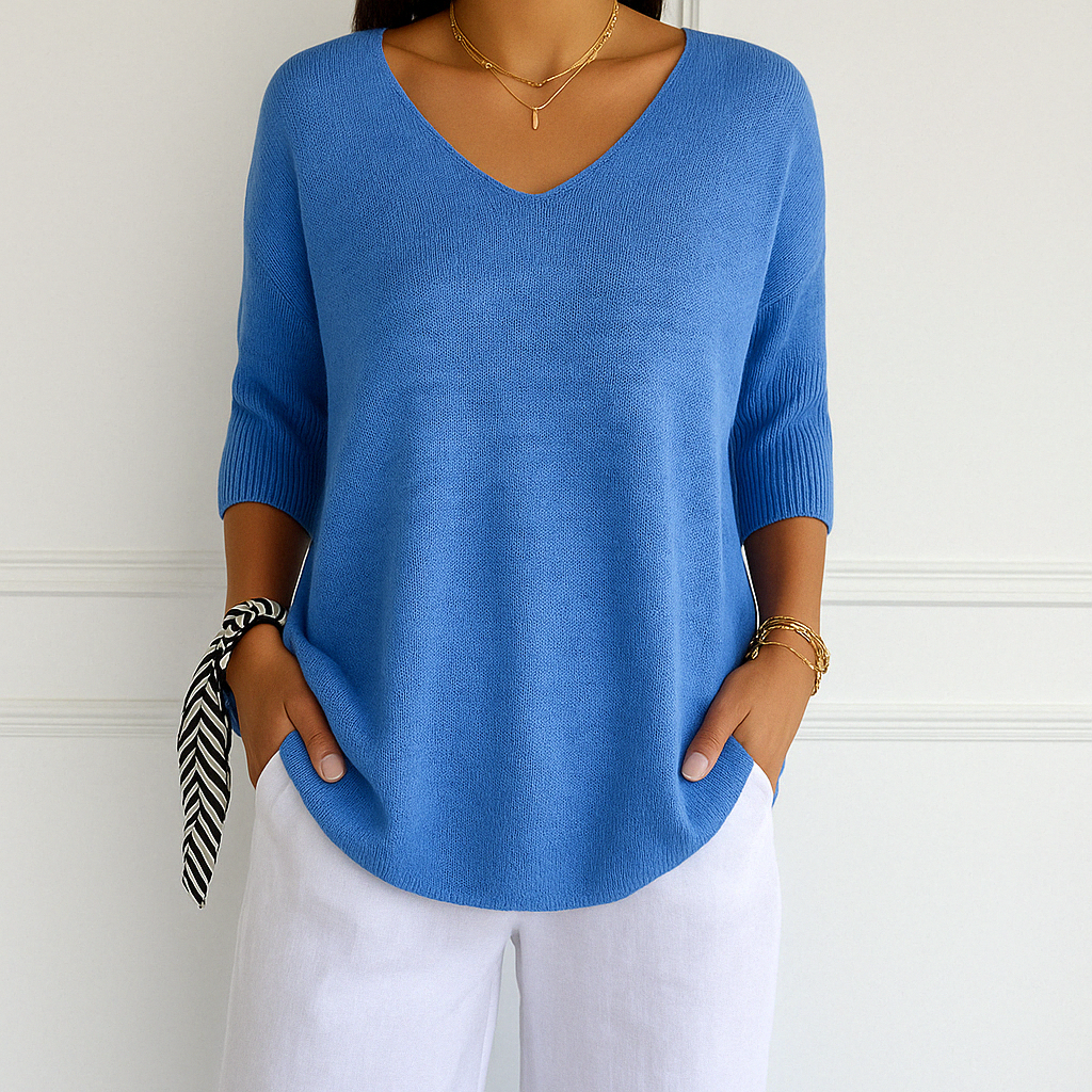Coraline Pull Col V Femme – Maille Fine, Doux & Élégant pour un Style Raffiné