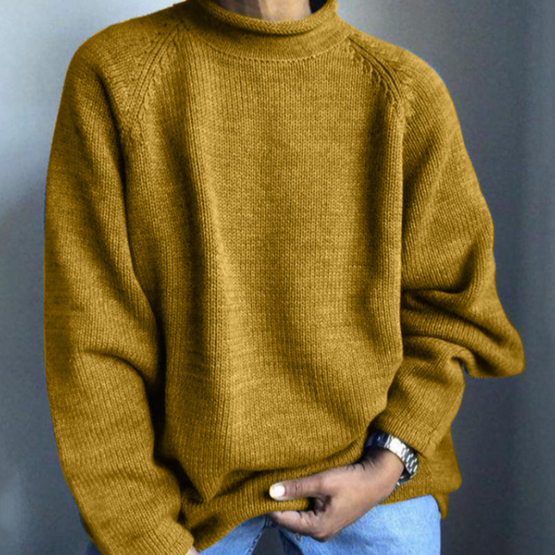 Solid men's casual sweater by Bobby-yellow