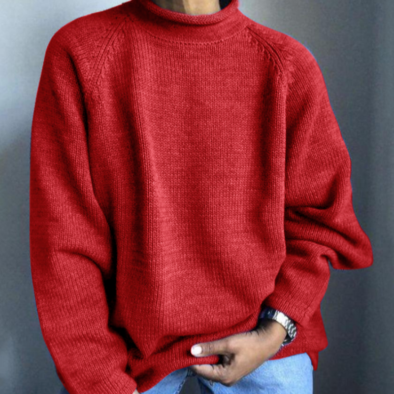 Solid men's casual sweater by Bobby-red