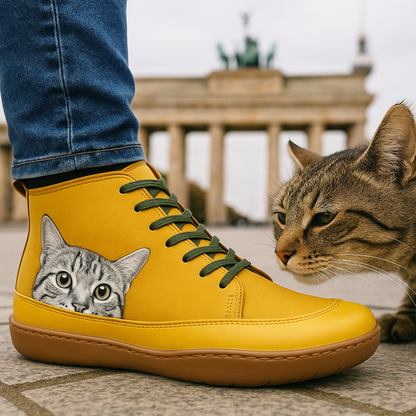 Angela Bottes Femme Motif Chat – Chaussures Hiver Confortables & Chaudes au Style Unique