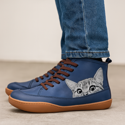 Angela Bottes Femme Motif Chat – Chaussures Hiver Confortables & Chaudes au Style Unique