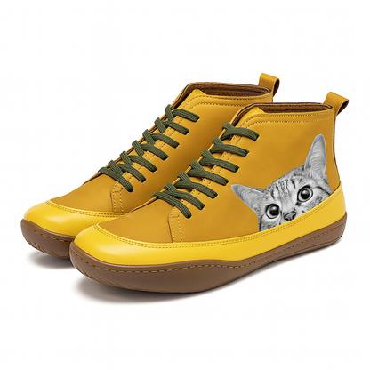 Angela Bottes Femme Motif Chat – Chaussures Hiver Confortables & Chaudes au Style Unique