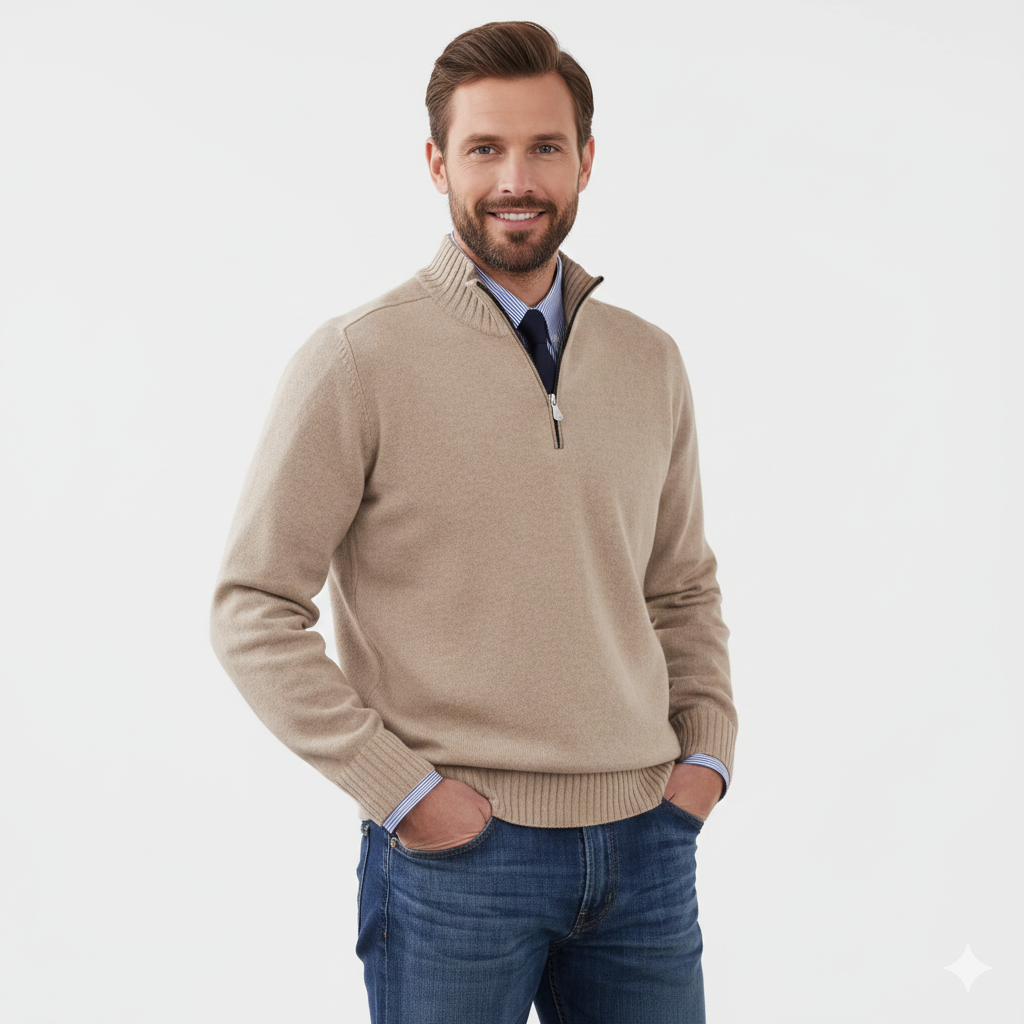 Brad Pull Quarter-Zip Men – Soft Breathable Knit with Zip Collar & Regular Fit