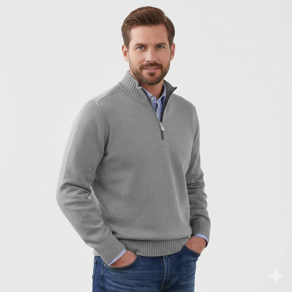 Brad Pull Quarter-Zip Men – Soft Breathable Knit with Zip Collar & Regular Fit