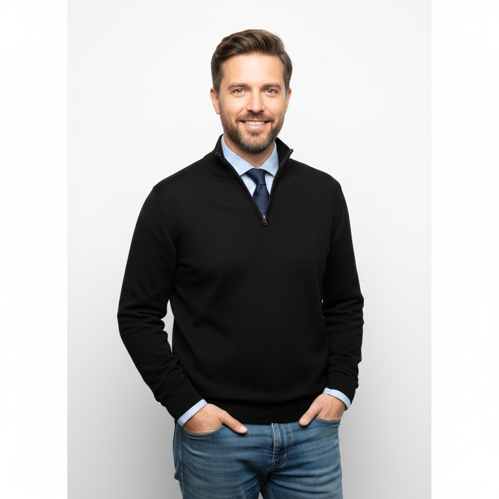 Brad Pull Quarter-Zip Men – Soft Breathable Knit with Zip Collar & Regular Fit