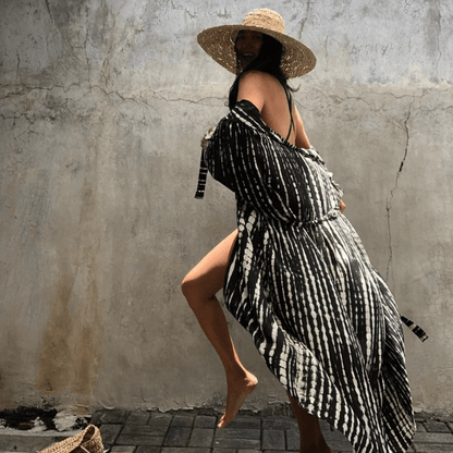 Brenna Robe Kimono Looksy – Imprimé Tie-Dye Bohème & Coupe Mi-Longue Fluide